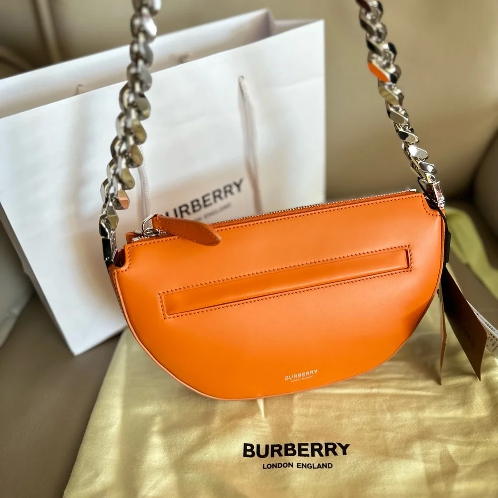 Burberry Mini Olympia Leather Shoulder Bag in Orange - Picture 1 of 16